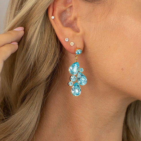 Серьги "Fillori Burvība (Aqua Bohemica)" с кристаллами Preciosa™